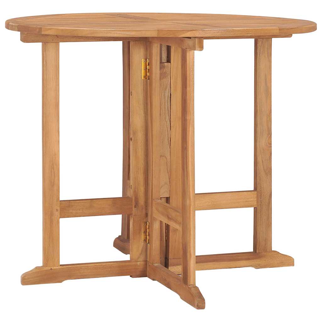 vidaXL Kokoontaitettava puutarhan ruokapöytä Ø90x75 cm täysi tiikki