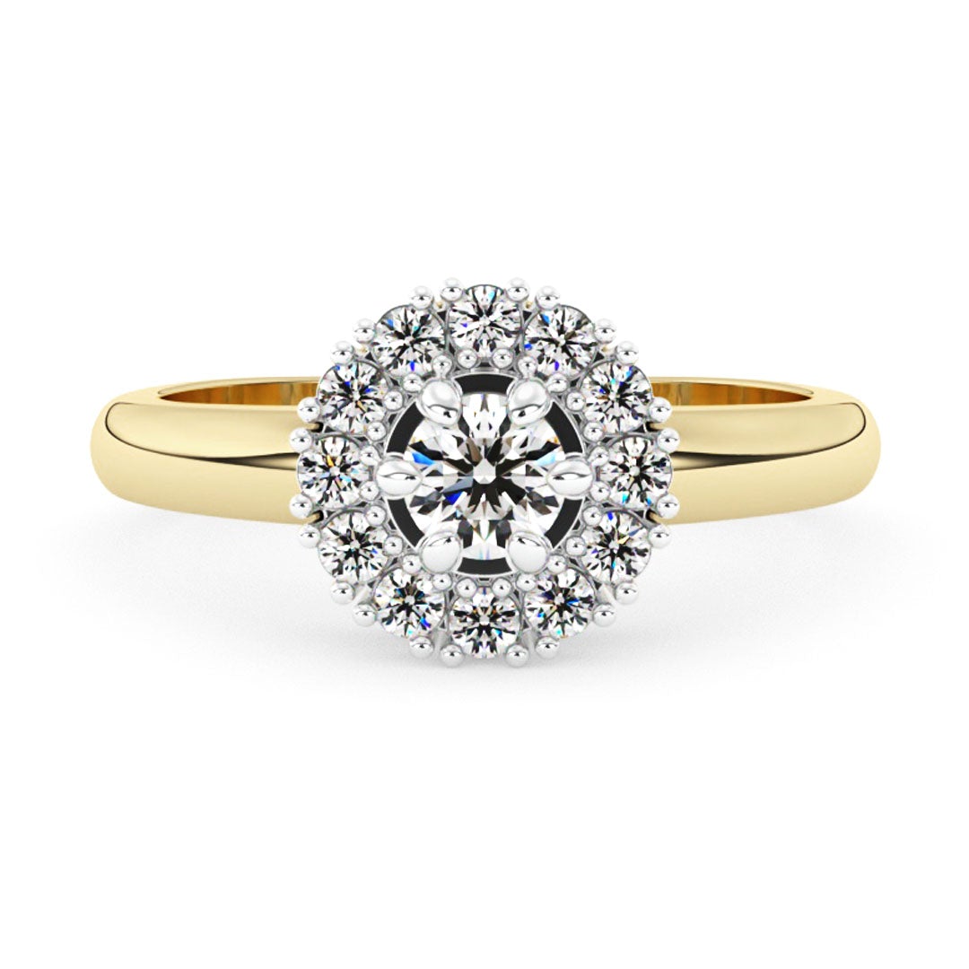 Halo timanttisormus 0,42ct, 14K keltakultaa, Lauriel-mallisto