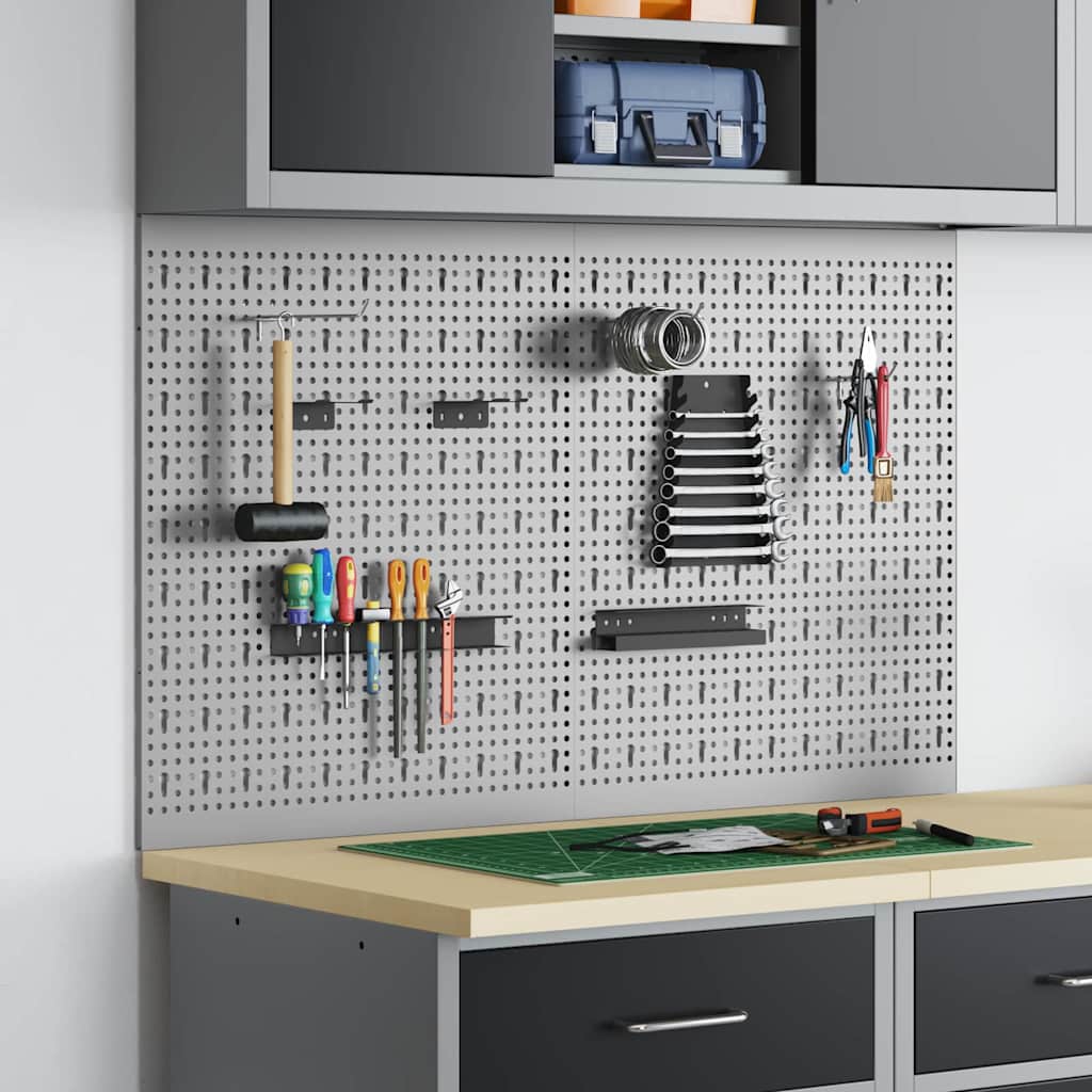 vidaXL Työkaluseinäpaneeli 2 kpl Harmaa 100 x 1 x 60 cm Teräs