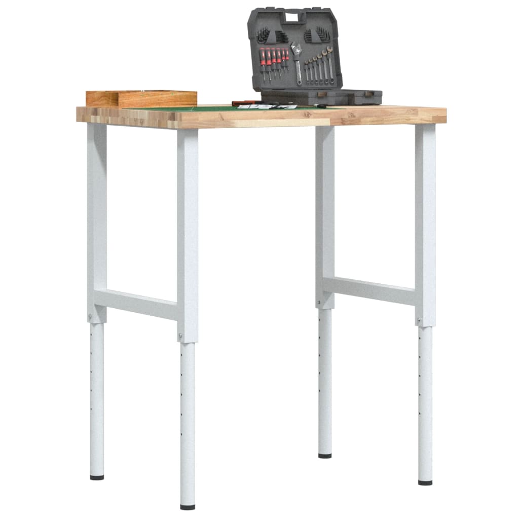 vidaXL Työpenkki 80x60x(73-99,5) cm täysi akasiapuu suorakaide