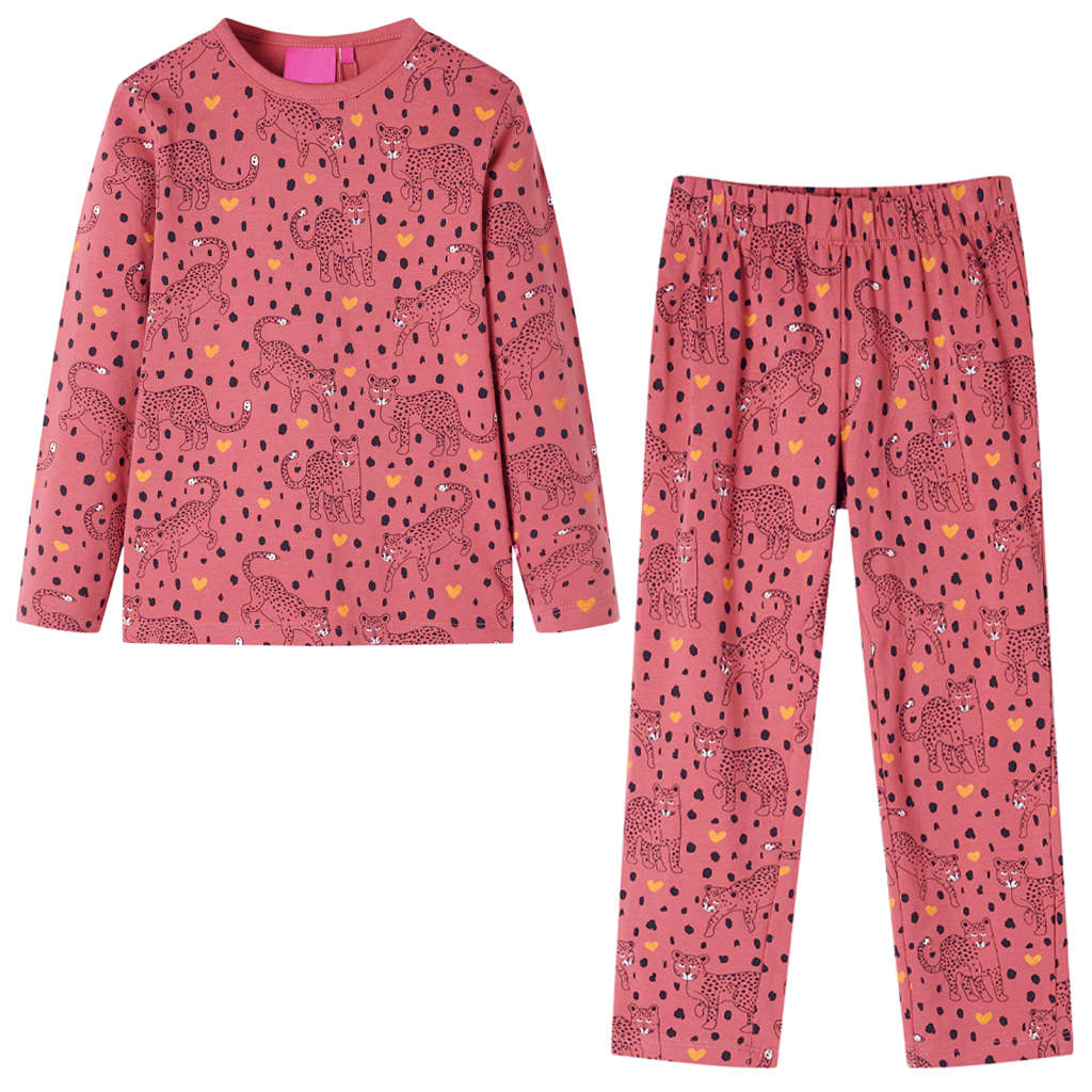 vidaXL Lasten pitkähihainen pyjama vanha pinkki 104